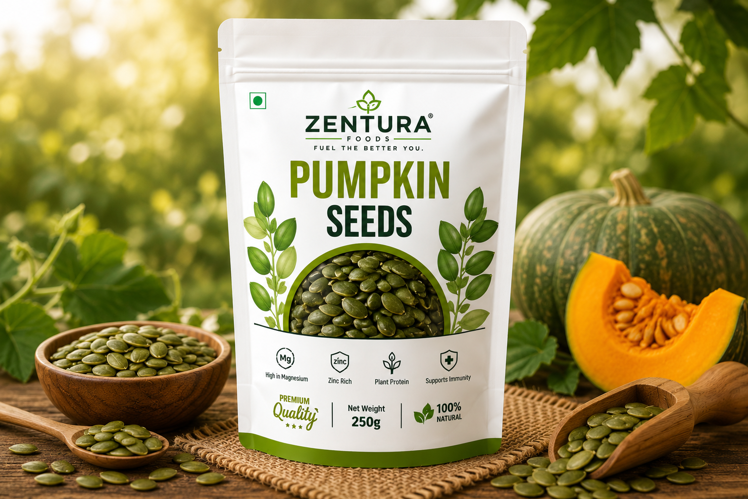 Pumpkin Seeds — Zentura Foods 250g pack